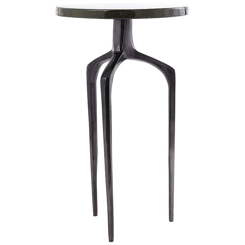 Image 5 Breskin 13"W Clear Glass Black Metal Round Accent End Table more views