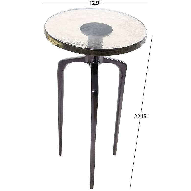 Image 6 Breskin 13 inchW Clear Glass Black Metal Round Accent End Table more views