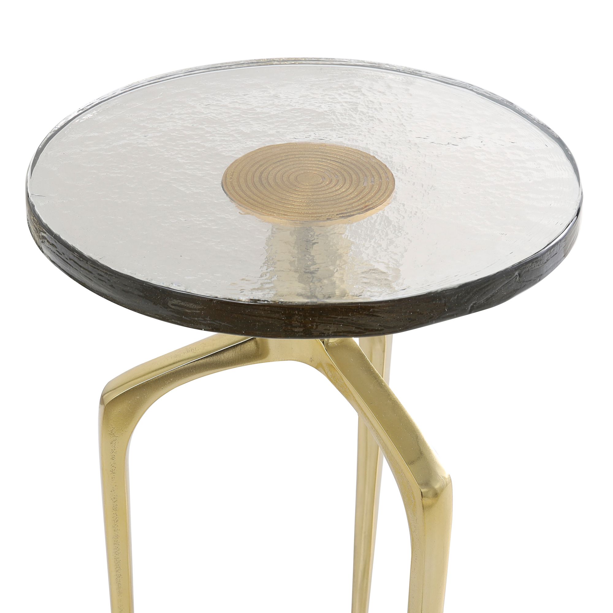 Image 3 Breskin 13"W Clear Glass Gold Metal Round Accent End Table more views