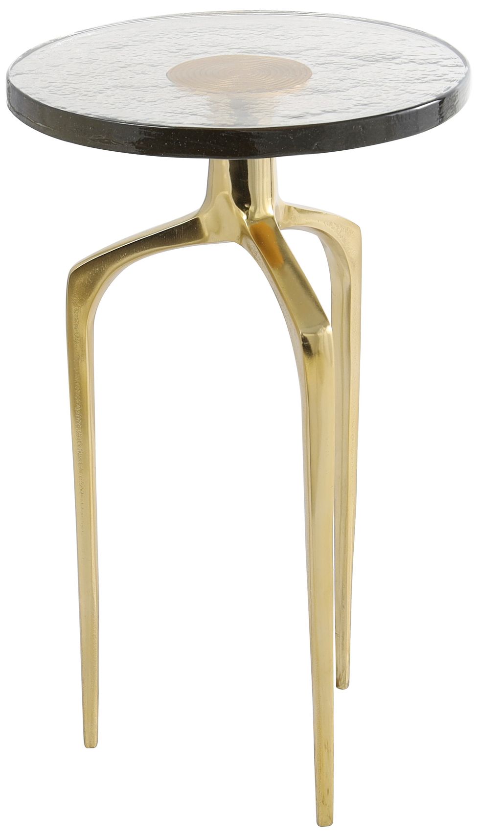 Image 4 Breskin 13"W Clear Glass Gold Metal Round Accent End Table more views