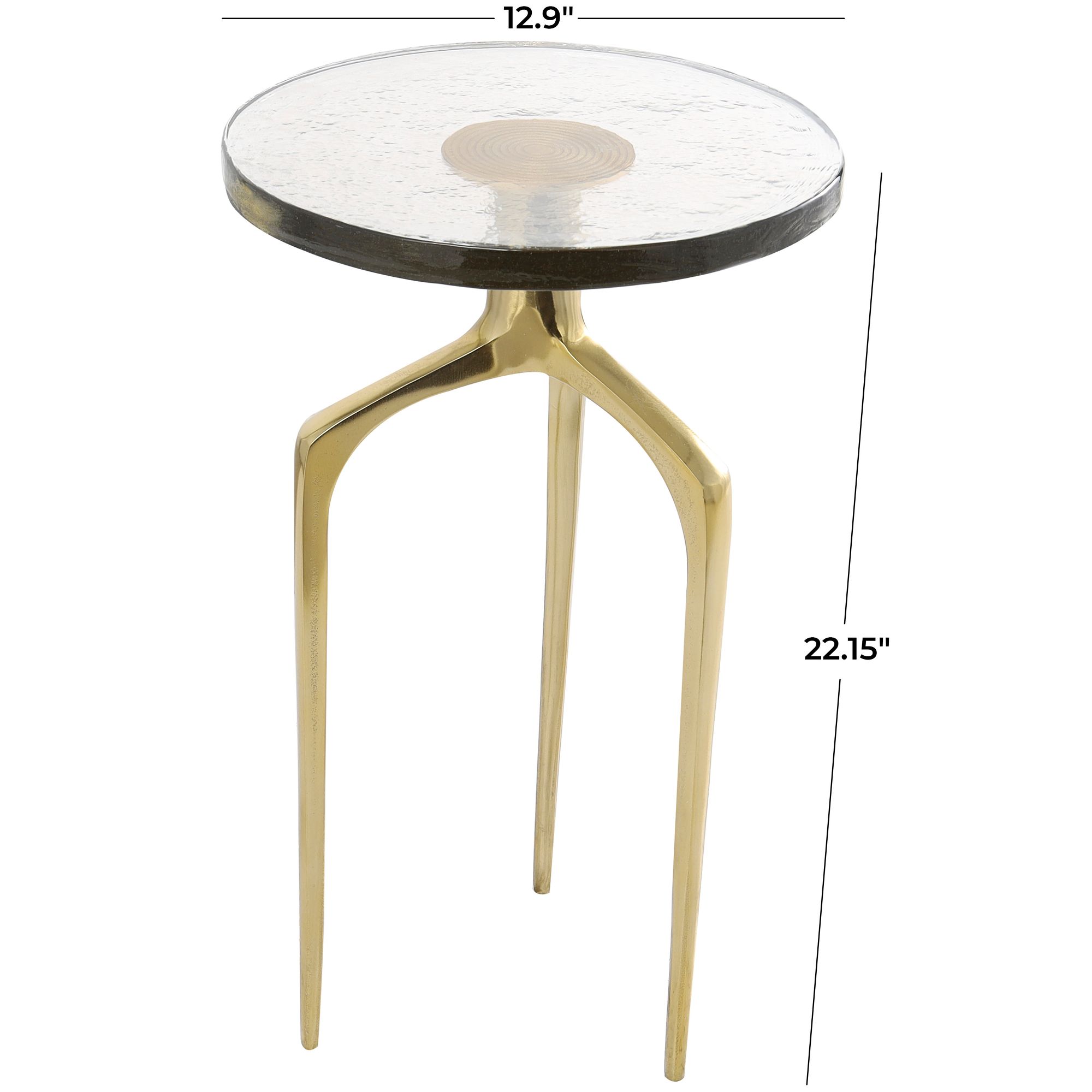 Image 6 Breskin 13"W Clear Glass Gold Metal Round Accent End Table more views