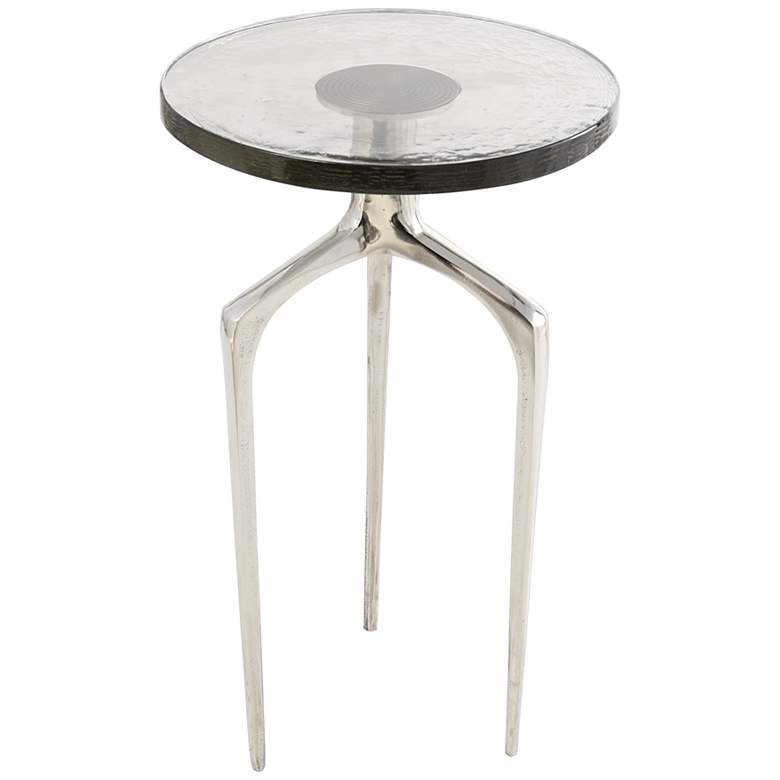 Image 2 Breskin 13"W Clear Glass Silver Metal Round Accent End Table