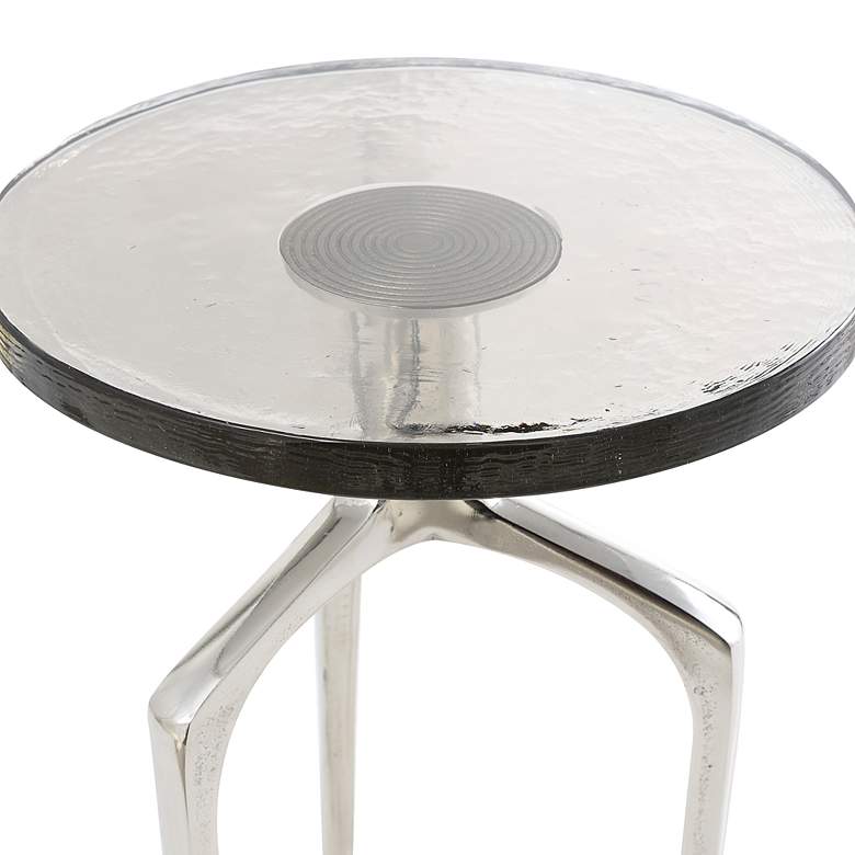 Image 3 Breskin 13"W Clear Glass Silver Metal Round Accent End Table more views
