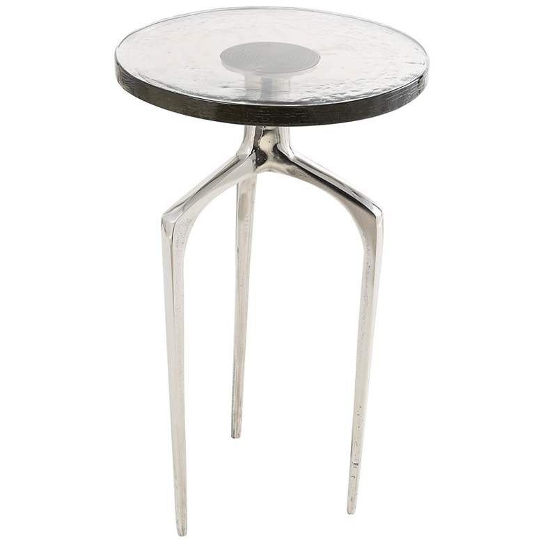 Image 4 Breskin 13 inchW Clear Glass Silver Metal Round Accent End Table more views