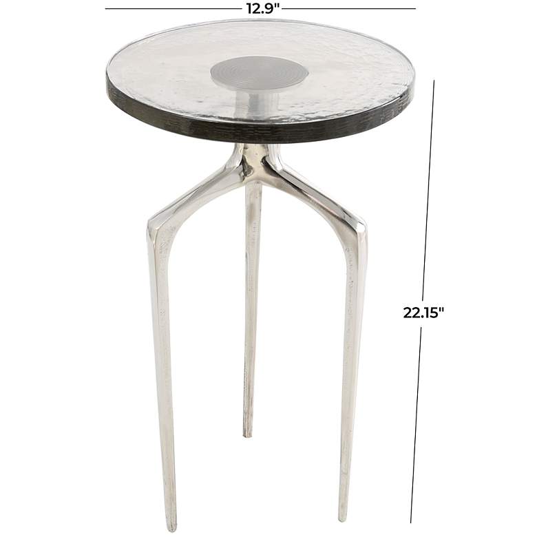 Image 6 Breskin 13"W Clear Glass Silver Metal Round Accent End Table more views