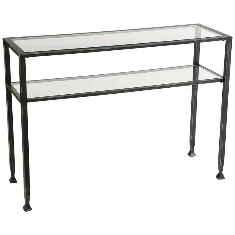 Image 2 Breskin 42 1/2 inch Wide Black Metal Tempered Glass Sofa Table