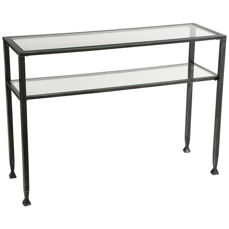 Image 2 Breskin 42 1/2" Wide Black Metal Tempered Glass Sofa Table