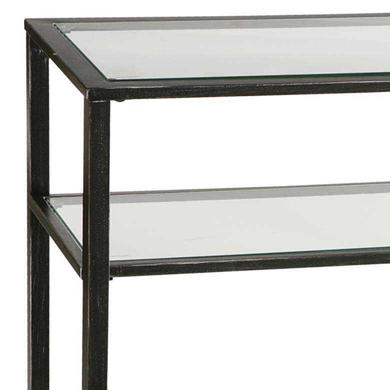 Image 3 Breskin 42 1/2 inch Wide Black Metal Tempered Glass Sofa Table more views