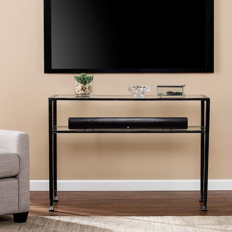 Image 4 Breskin 42 1/2" Wide Black Metal Tempered Glass Sofa Table more views