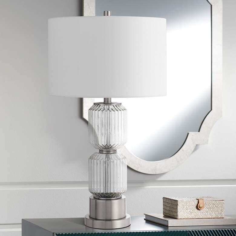 Image 1 Bresso Clear Fluted Glass Table Lamp
