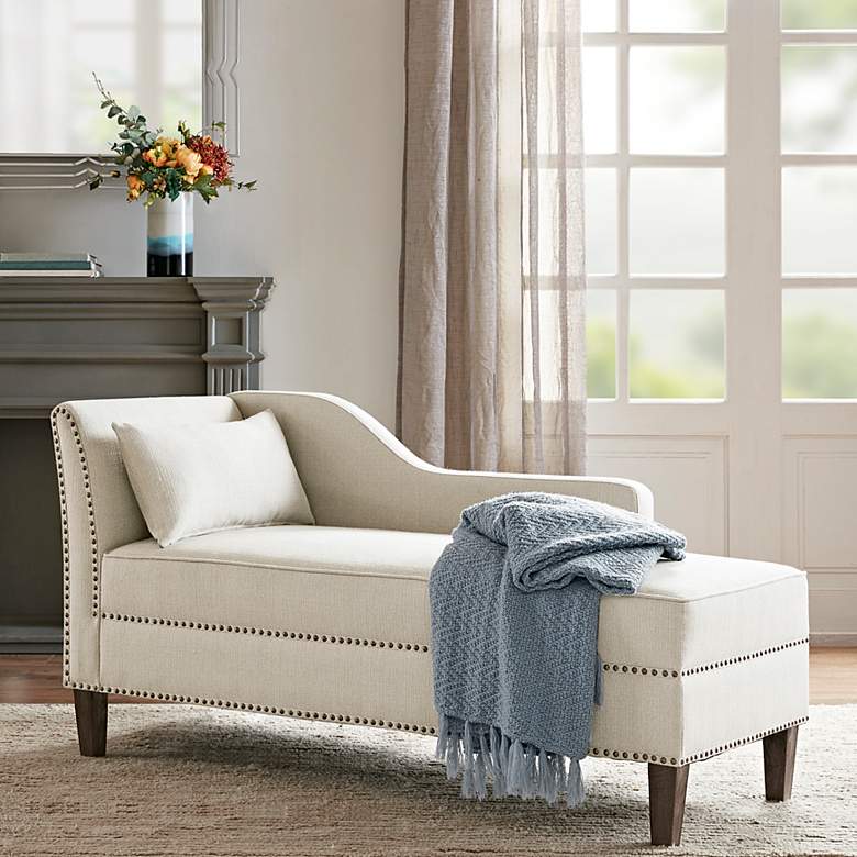 Image 1 Brett Ivory Fabric Accent Chaise Lounge