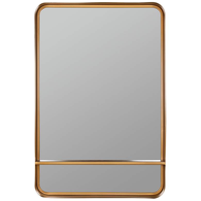 Image 2 Brette Antiqued Gold 24 1/4" x 36 1/2" Shelf Wall Mirror