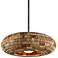 Breuer 32"W Bronze Pendant Light with Natural Malacca Shade
