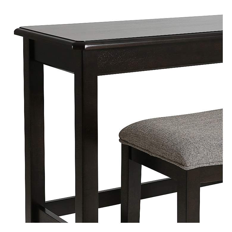 Image 2 Brevard Espresso 3-Piece Sofa Table and Counter Stool Set more views