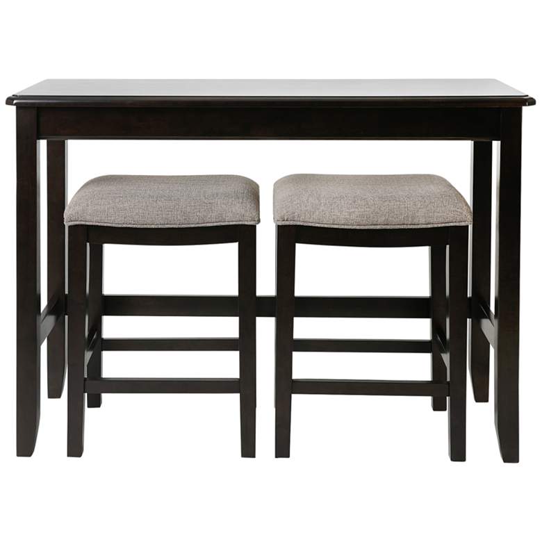 Image 3 Brevard Espresso 3-Piece Sofa Table and Counter Stool Set more views