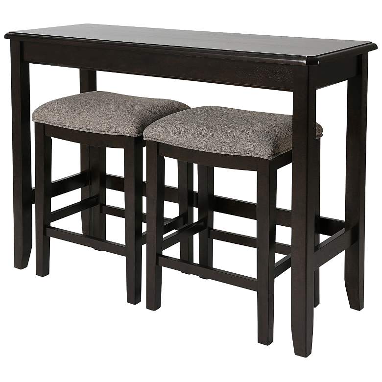 Image 4 Brevard Espresso 3-Piece Sofa Table and Counter Stool Set more views