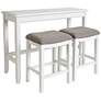 Brevard White Wood 3-Piece Sofa Table and Counter Stool Set