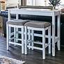 Brevard White Wood 3-Piece Sofa Table and Counter Stool Set