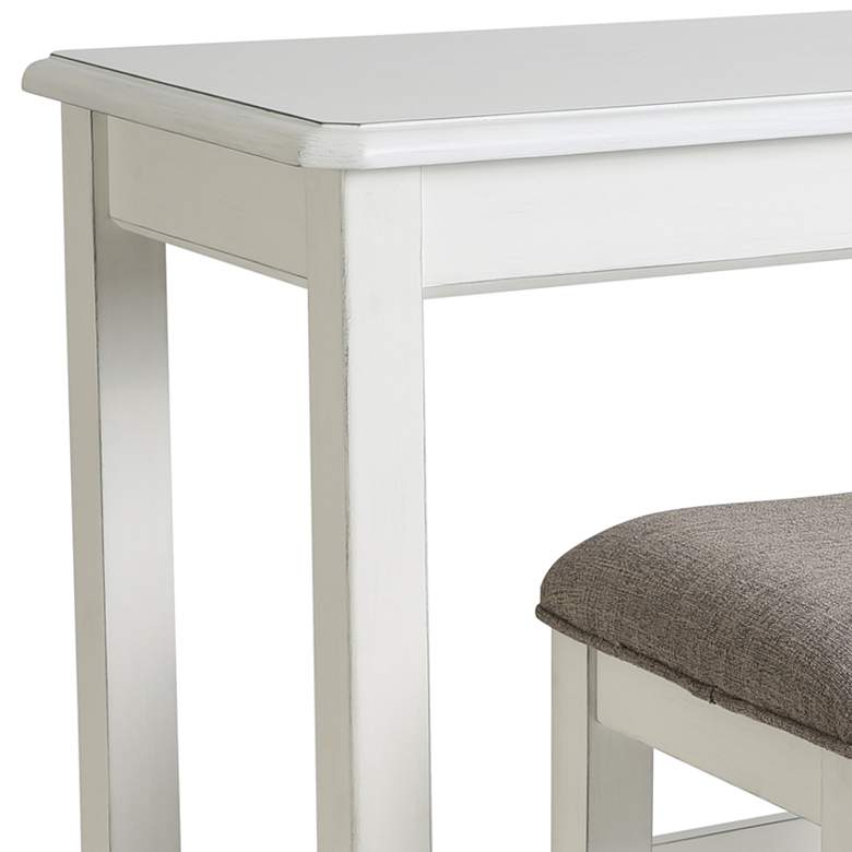 Image 3 Brevard White Wood 3-Piece Sofa Table and Counter Stool Set more views