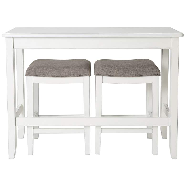 Image 4 Brevard White Wood 3-Piece Sofa Table and Counter Stool Set more views