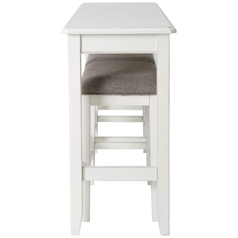 Image 6 Brevard White Wood 3-Piece Sofa Table and Counter Stool Set more views