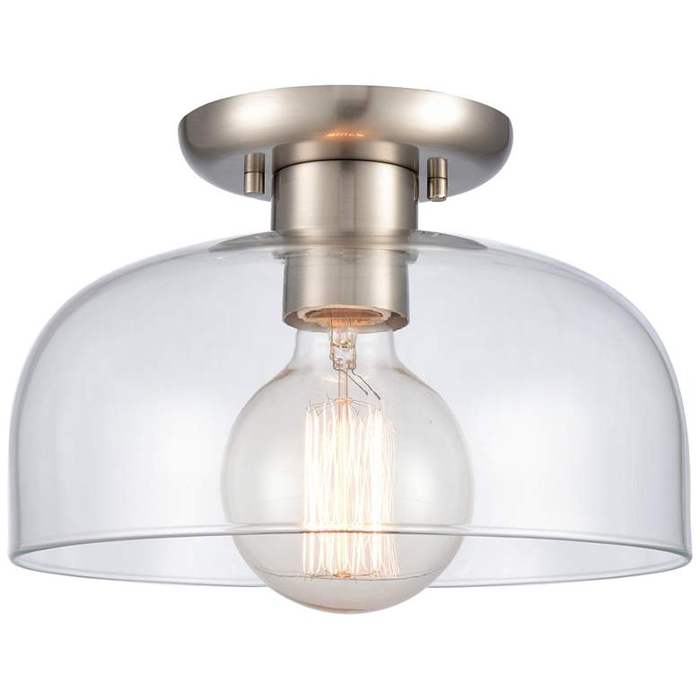 Image 1 Brewer 10" Wide 1-Light Semi Flush Mount - Brushed Nickel