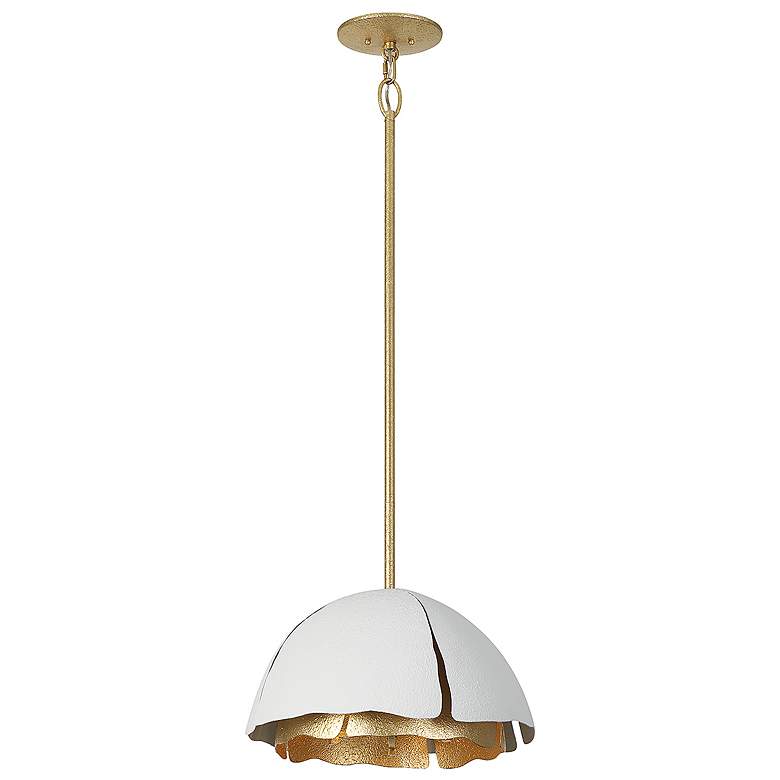 Image 1 Brewster 3-Light Pendant in Cavalier Gold with Royal White