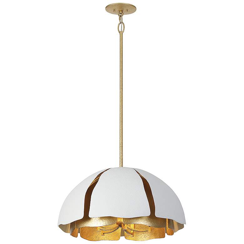 Image 1 Brewster 5-Light Pendant in Cavalier Gold with Royal White