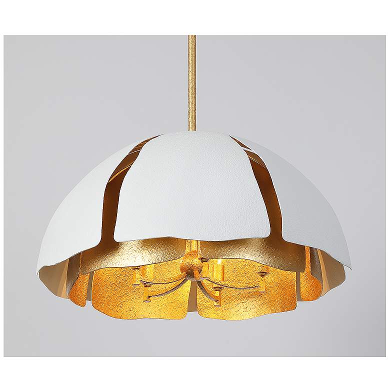 Image 5 Brewster 5-Light Pendant in Cavalier Gold with Royal White more views