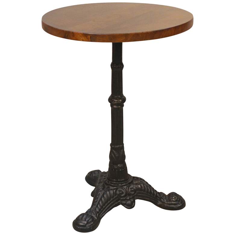 Image 2 Bria 18 inch Wide Chestnut Wood and Black Round Accent Table