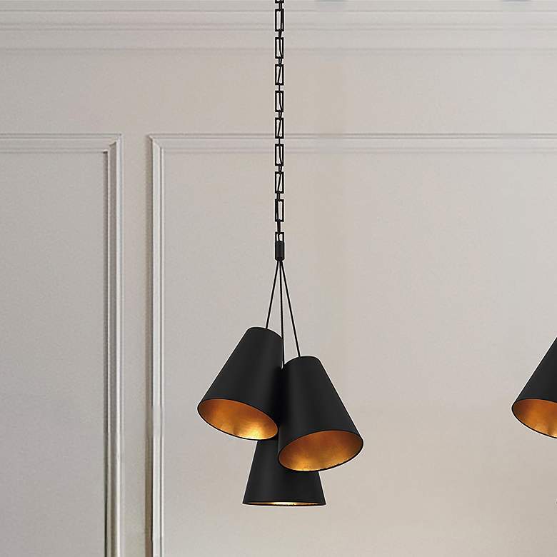 Image 1 Brian Patrick Flynn Alston 3 Light Matte Black + Antique Gold Pendant