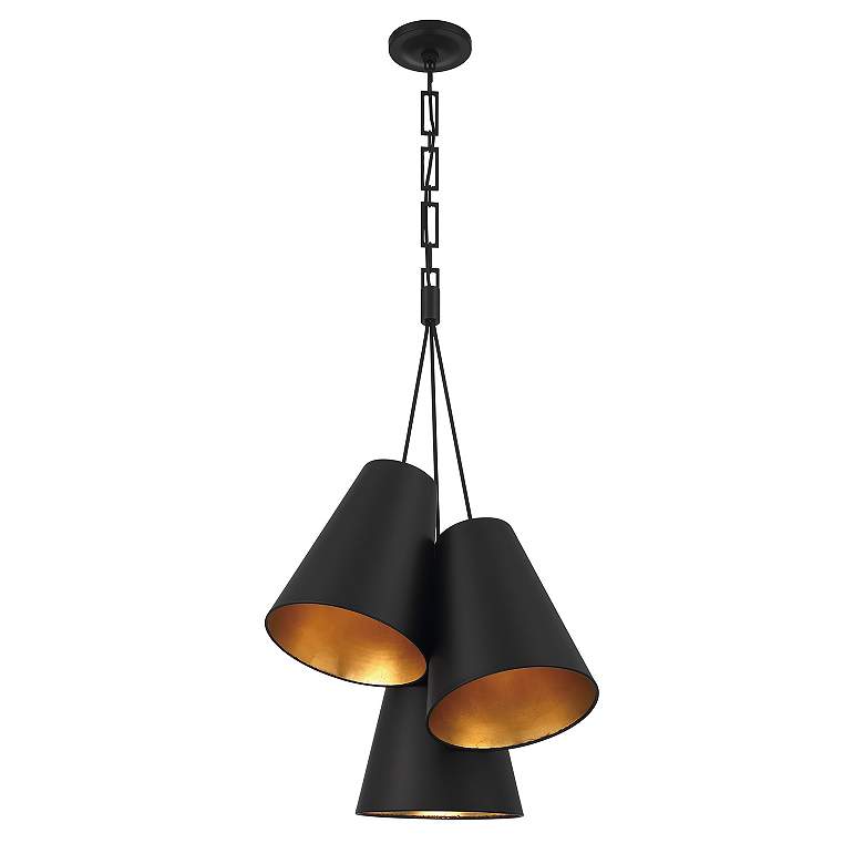 Image 3 Brian Patrick Flynn Alston 3 Light Matte Black + Antique Gold Pendant more views