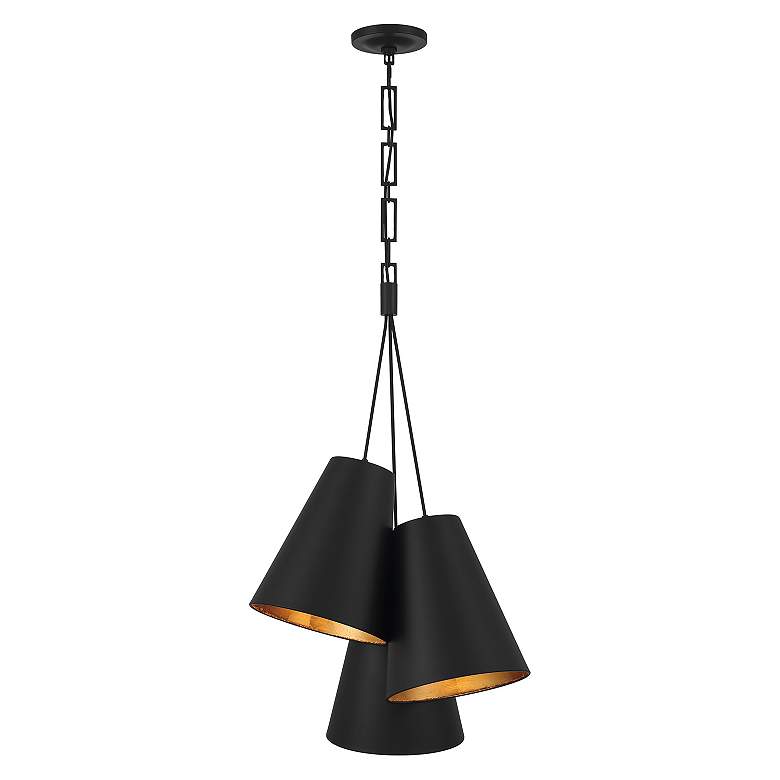 Image 4 Brian Patrick Flynn Alston 3 Light Matte Black + Antique Gold Pendant more views