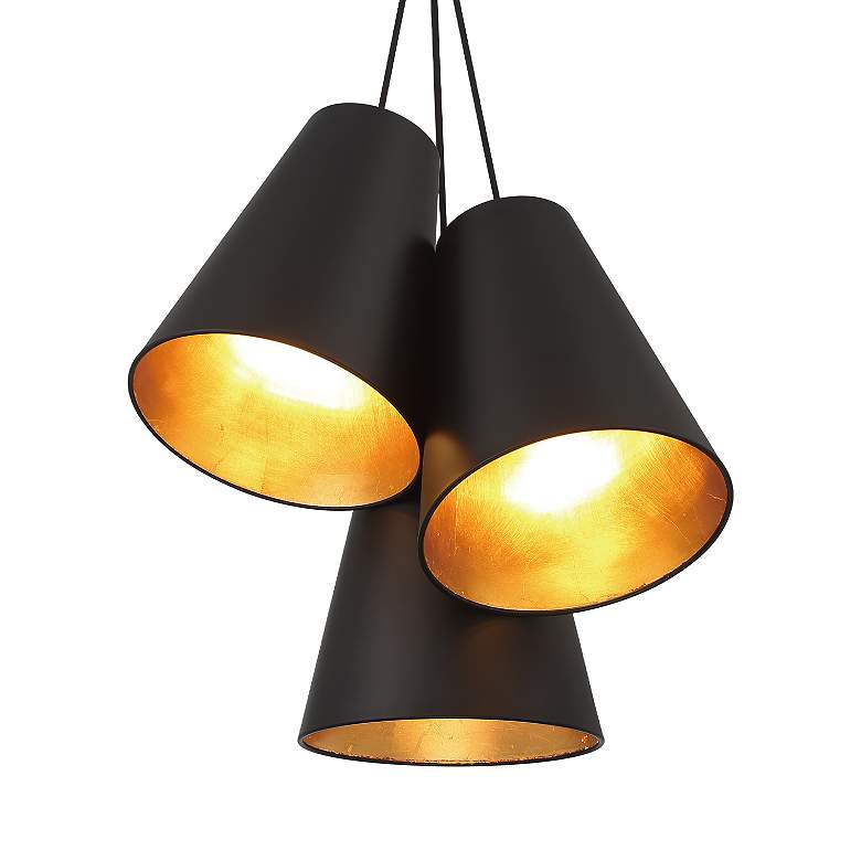 Image 6 Brian Patrick Flynn Alston 3 Light Matte Black + Antique Gold Pendant more views