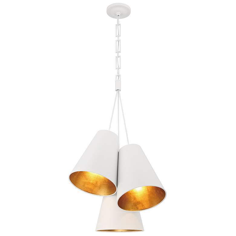 Image 2 Brian Patrick Flynn Alston 3 Light Matte White + Antique Gold Pendant