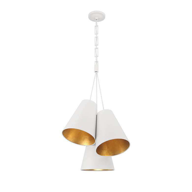 Image 3 Brian Patrick Flynn Alston 3 Light Matte White + Antique Gold Pendant more views