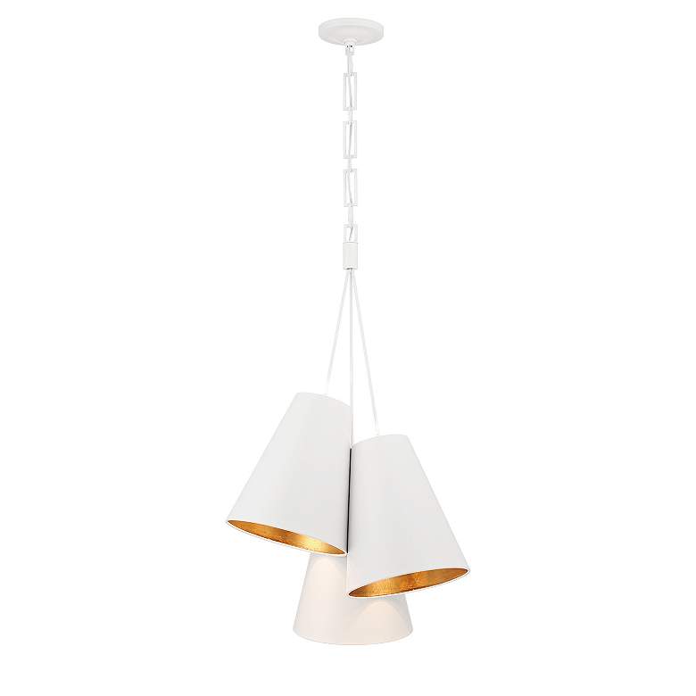 Image 4 Brian Patrick Flynn Alston 3 Light Matte White + Antique Gold Pendant more views