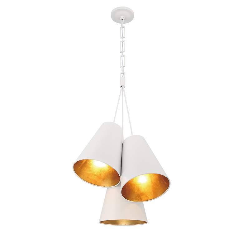 Image 5 Brian Patrick Flynn Alston 3 Light Matte White + Antique Gold Pendant more views