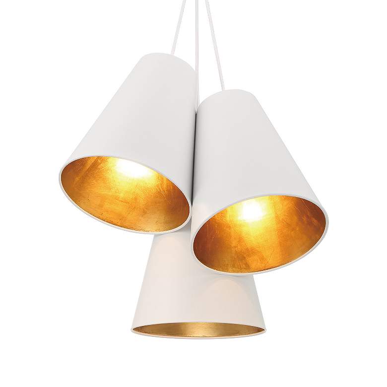Image 6 Brian Patrick Flynn Alston 3 Light Matte White + Antique Gold Pendant more views