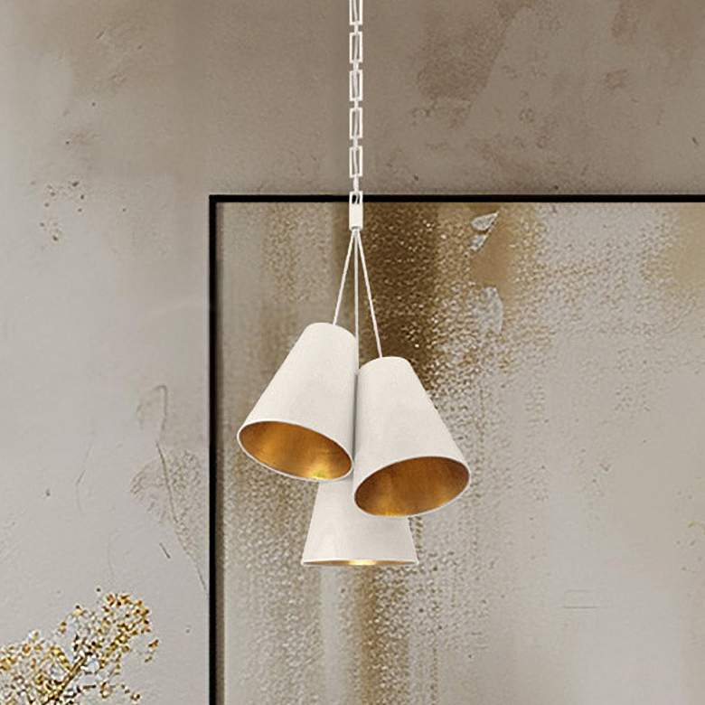 Image 7 Brian Patrick Flynn Alston 3 Light Matte White + Antique Gold Pendant more views