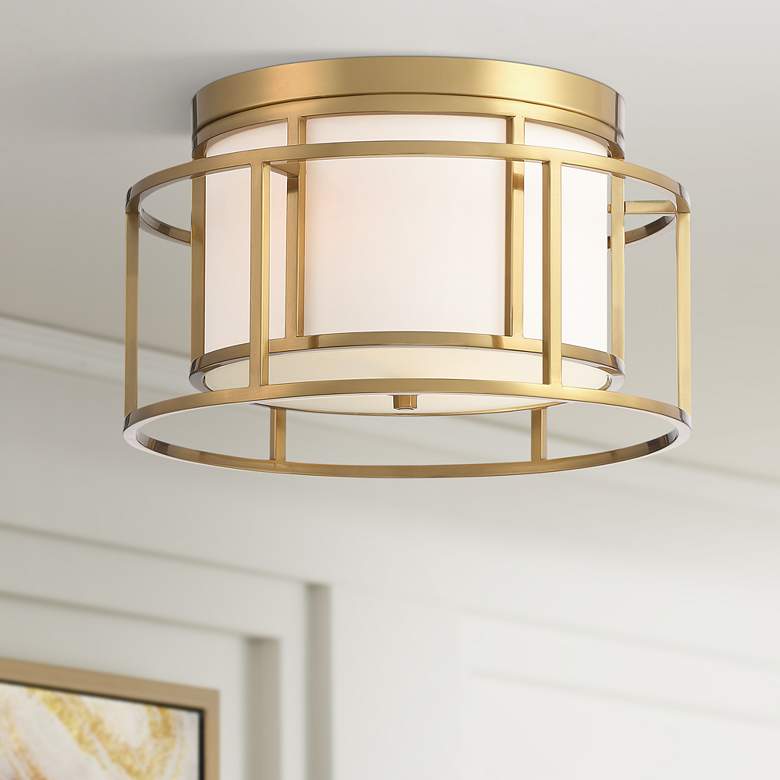 Image 1 Brian Patrick Flynn for Crystorama Hulton 2 Light Luxe Gold Ceiling Mount