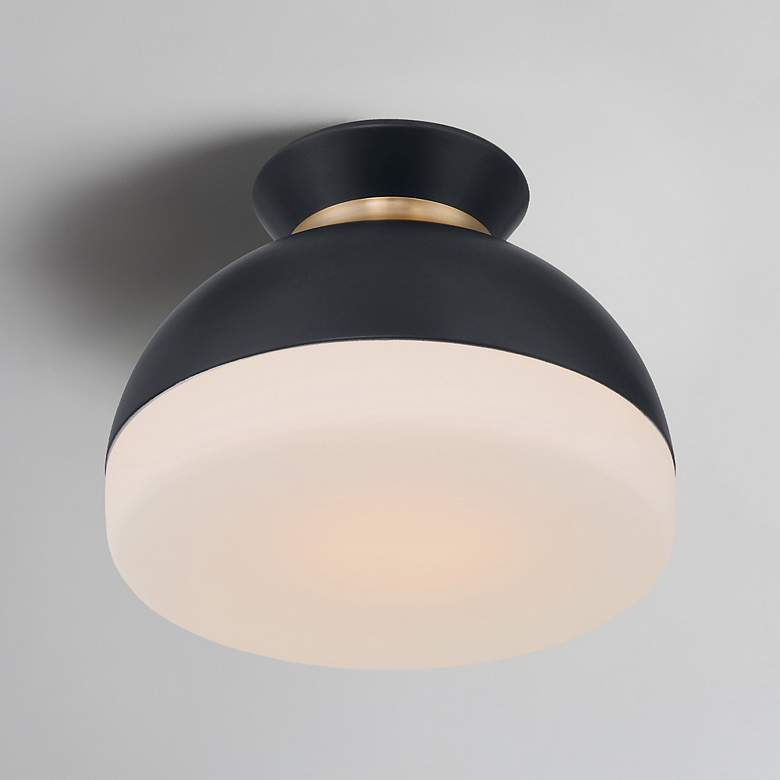 Image 7 Brian Patrick Flynn Gidget 1 Light Matte Black + Vibrant Gold Flush Mount more views