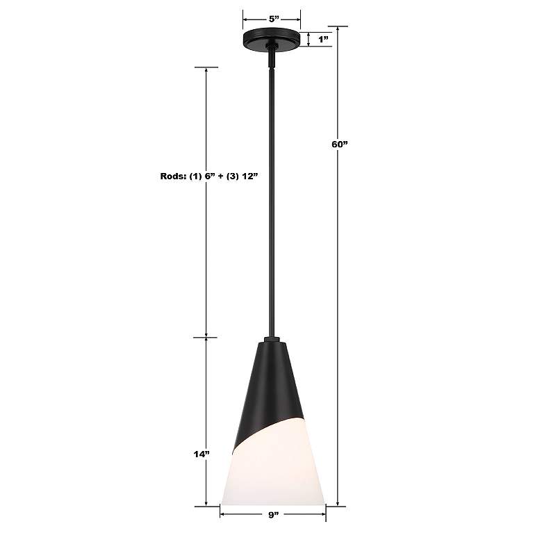 Image 7 Brian Patrick Flynn Tori 1 Light Matte Black Pendant more views