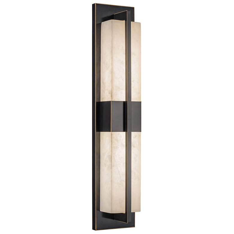 Image 1 Briana 23.6" High Bronze Wall Sconce w/ Alabaster Shade