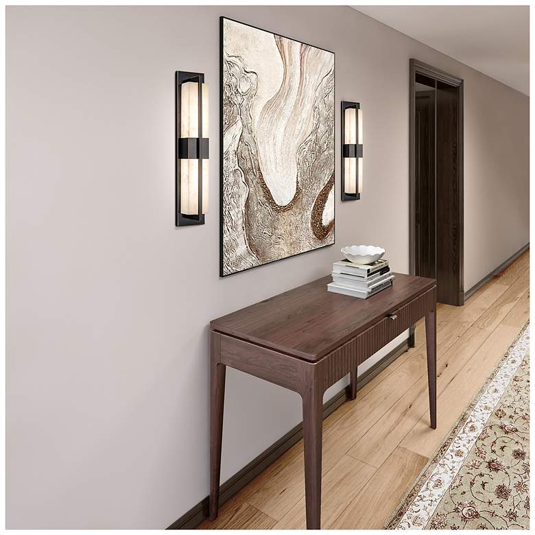 Image 7 Briana 23.6" High Bronze Wall Sconce w/ Alabaster Shade more views