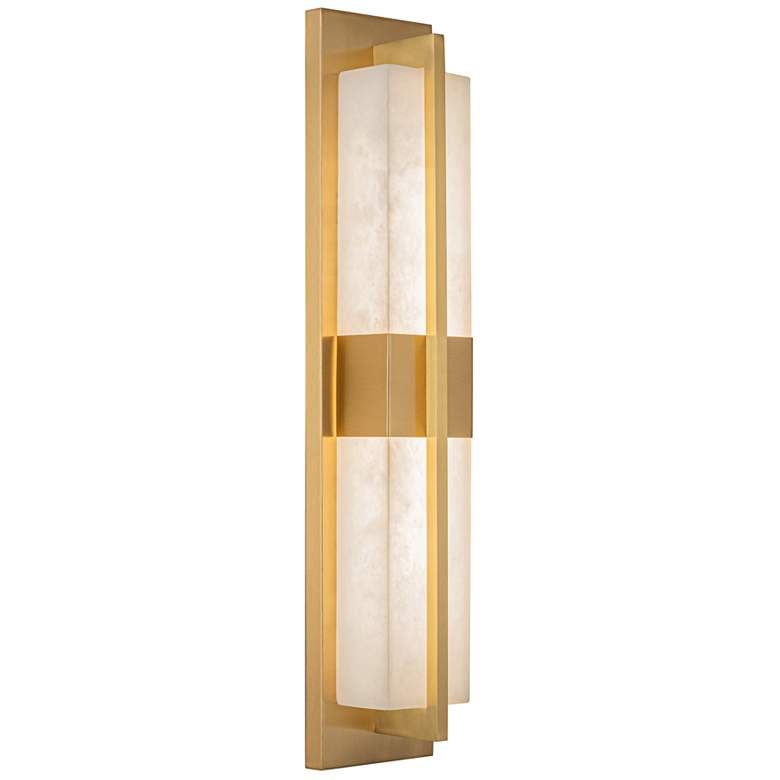 Image 1 Briana 23.6" High Brushed Brass Wall Sconce w/ Alabaster Shade
