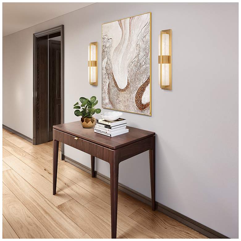 Image 7 Briana 23.6" High Brushed Brass Wall Sconce w/ Alabaster Shade more views