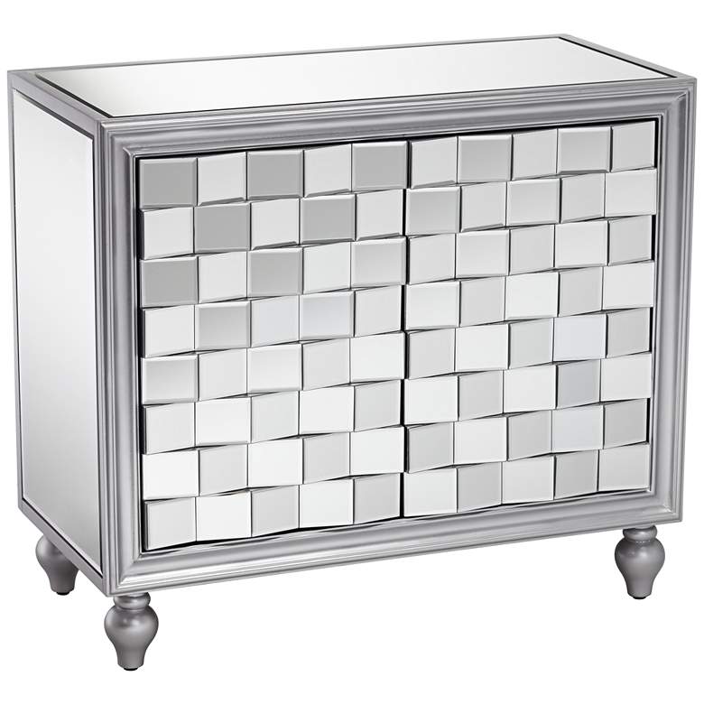 Image 3 Briana 35" Wide 2-Door Silver Mirrored Accent Cabinet