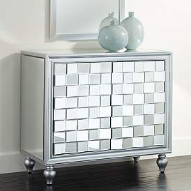 Image2 of Briana 35" Wide 2-Door Silver Mirrored Accent Cabinet