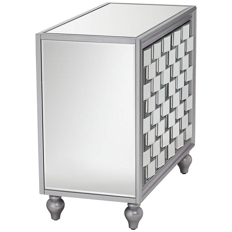 Image 7 Briana 35 inch Wide 2-Door Silver Mirrored Accent Cabinet more views